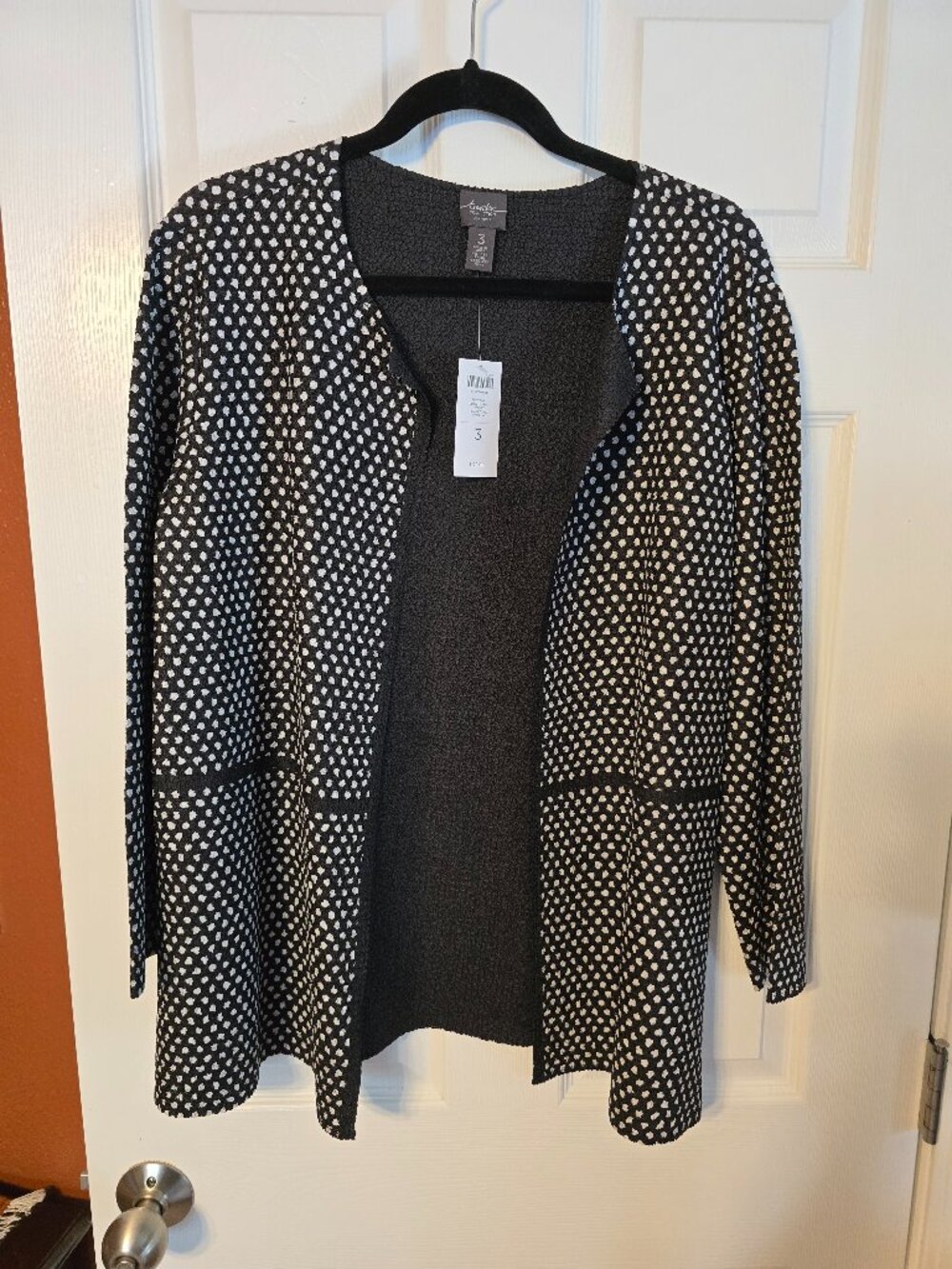 Chico's Black & White Polka Dot Crushed Jacket - NWT